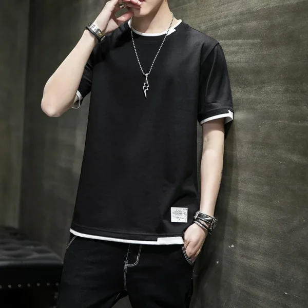 Camiseta informal para hombre, camiseta informal de algodón puro transpirable a la moda de manga corta de diseño de alta calidad para hombre - Imagen 8