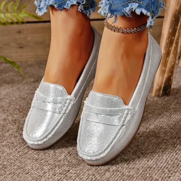 Zapatos planos de mujer con punta redonda, zapatillas informales para mujer, vestido de enfermera, cómodo, nuevo verano, tela de PU de goma sólida, calado de ocio Ho - Imagen 15
