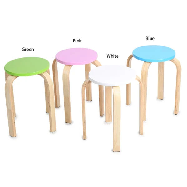 Taburete apilable de madera doblada antideslizante, con alfombrilla suave antideslizante, Color caramelo, muebles para el hogar, decoración de habitación de niños, 1 ud. - Imagen 5