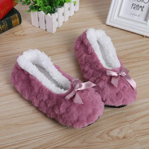 Zapatilla de casa para mujer, piel de invierno, felpa cálida, agarre antideslizante, interior, esponjoso, perezoso, orejas de ratón, zapatos peludos, lindo y divertido - Imagen 15