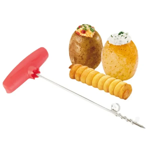 Rebanador de patatas creativo, bandeja giratoria para patatas, rebanador en espiral, cuchillo con mango, rollo de patata cortada, accesorios de cocina, herramientas para patatas - Imagen 4