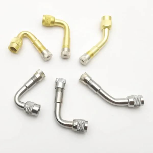 Adaptador de válvula doblada de ángulo de 90, 45 y 135 grados para motocicleta, tubo de neumático, adaptador de extensión de válvula de cobre y plata para camión, coche, Moto y bicicleta - Imagen 5