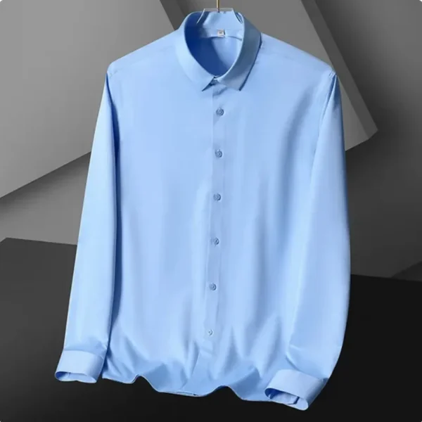Camisa de manga larga para hombre, vestido de negocios resistente a las arrugas, sin hierro, traje informal profesional de alta gama, camisa blanca, S-5XL - Imagen 8