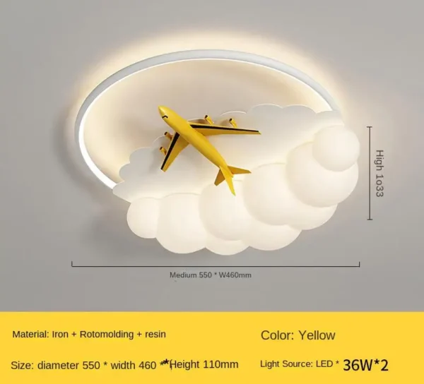 Lámpara de techo para habitación de niños, lámpara moderna para dormitorio con protección ocular, lámpara para habitación de avión juguetona y creativa para niño y niña - Imagen 8