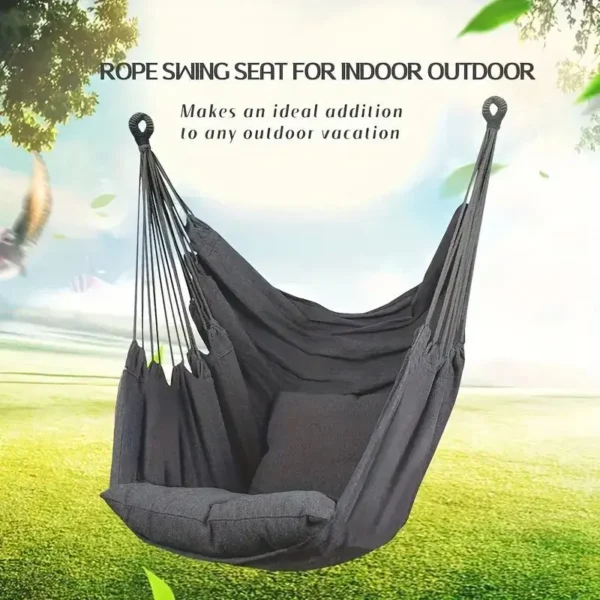 Mecedora para exteriores, hamaca de tela, silla columpio de ocio de lona, sillas colgantes plegables portátiles para dormitorio, muebles de exterior, 1 ud. - Imagen 9
