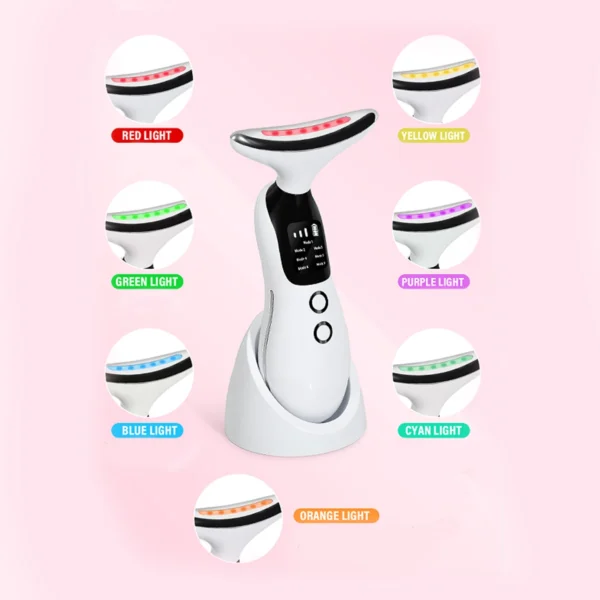 Dispositivo de belleza para el cuello, mejora Facial con luz de 7 colores, herramienta de belleza para el hogar, masajeador de belleza para el rostro y el cuello, 1 ud. - Imagen 5