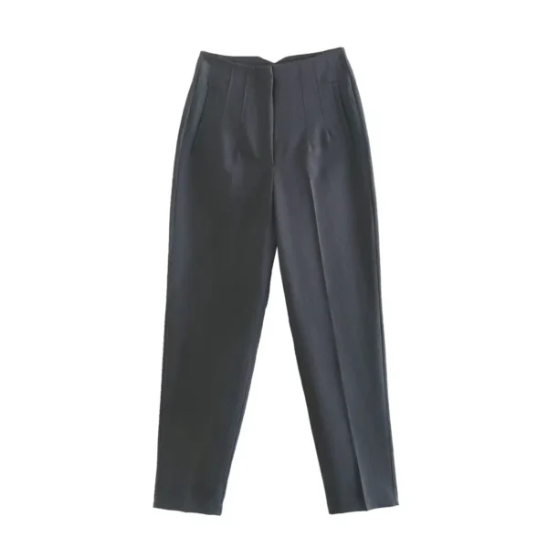 Pantalones rectos a la moda para mujer, pantalones con cremallera frontal de cintura alta, pantalones Vintage de longitud completa para mujer elegante - Imagen 37