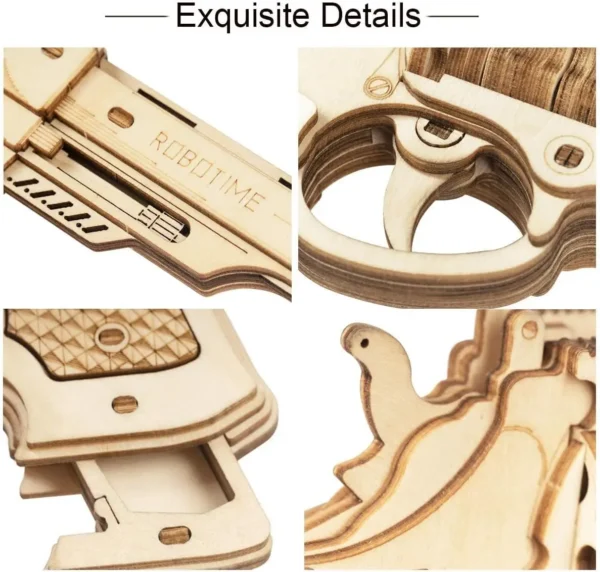 Pistola de madera rompecabezas modelo de ensamblaje juego juguetes educativos populares para niños Robotime Rokr DIY dispersión 3D con banda de goma bala - Imagen 2