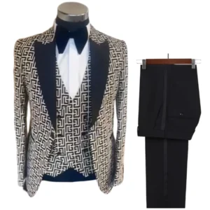 Trajes a cuadros para hombre, moda para caballero, fiesta de graduación, 3 uds., esmoquin para novio, traje de boda, chaqueta con chaleco de doble botonadura, pantalones