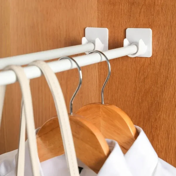 Soporte de barra de cortina fuerte, ganchos autoadhesivos ajustables para cortina de pared, Clip fijo, gancho para colgar, accesorios de baño - Imagen 3