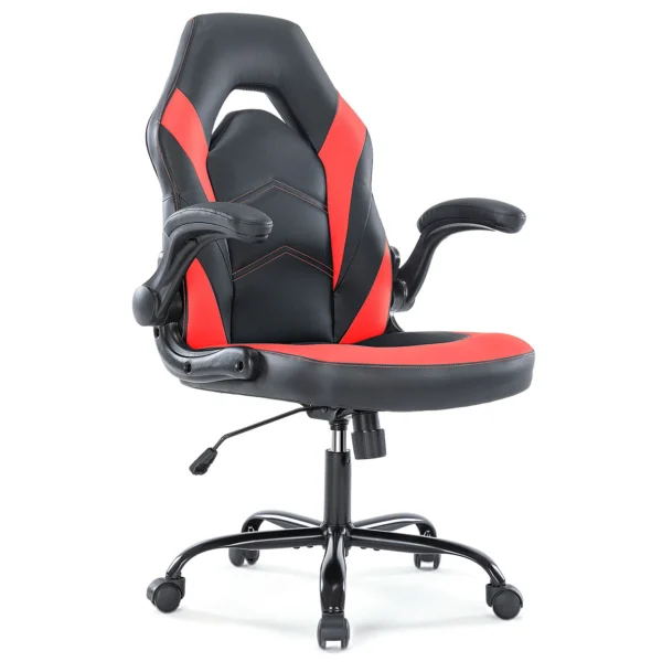 Silla ergonómica de escritorio para juegos en casa, ordenador de oficina, silla de carreras de cuero PU ajustable, reposabrazos abatible para muebles de Navidad - Imagen 8