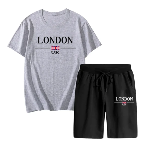 Camiseta Popular de verano para hombre + traje corto, traje deportivo estampado, moda informal, Camiseta de algodón puro de manga corta, traje para correr - Imagen 4