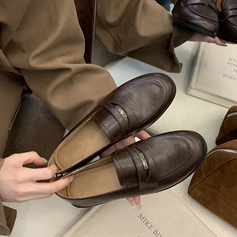 Zapatos mocasines Vintage sin cordones de diseñador para mujer, zapatos planos informales poco profundos, zapatos clásicos de oficina para primavera y otoño para mujer - Imagen 7