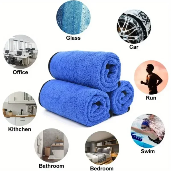 Toalla de microfibra para lavado de coches, suave, de secado rápido, para ventanas, espejos, trapos de limpieza, paños de limpieza de doble capa para el hogar, 500GSM, 1-4 Uds. - Imagen 2