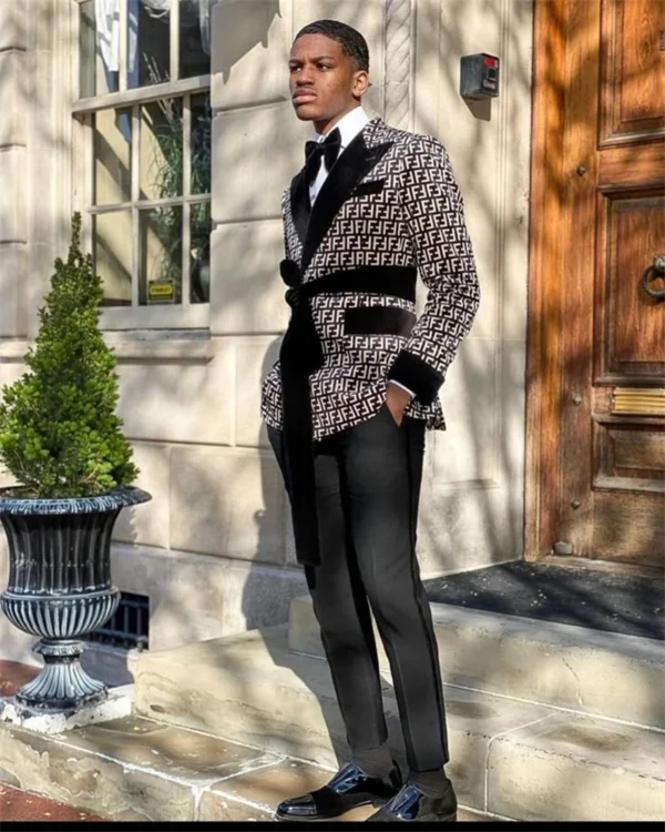 Trajes a cuadros para hombre, moda para caballero, fiesta de graduación, 3 uds., esmoquin para novio, traje de boda, chaqueta con chaleco de doble botonadura, pantalones - Imagen 12