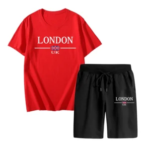 Camiseta Popular de verano para hombre + traje corto, traje deportivo estampado, moda informal, Camiseta de algodón puro de manga corta, traje para correr