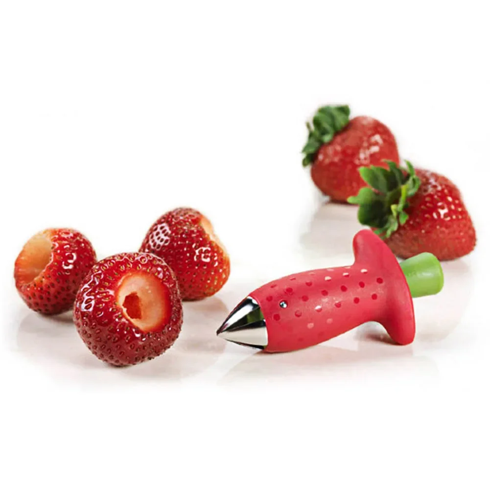 Cortador de fresas, cortador de fresas, descascarador de fresas, removedor de tallos de hojas de fruta, herramientas para insalada y pastel, accesorios de cocina - Imagen 5