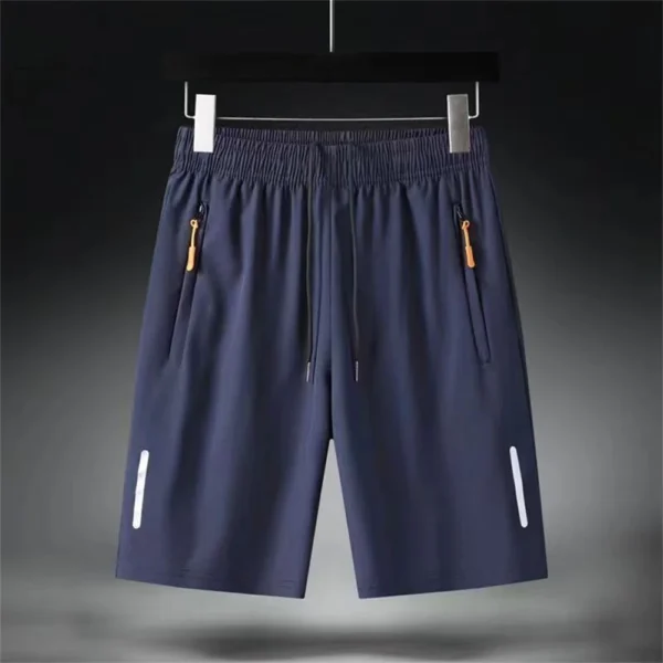 Pantalones cortos deportivos ultrafinos para hombre, Shorts informales de seda de hielo para playa, Jogging, secado rápido, con cremallera, holgados, para gimnasio, Verano - Imagen 8