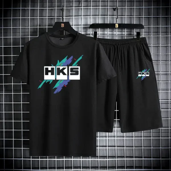Traje deportivo informal de moda para hombre de verano, traje deportivo de secado rápido, camiseta de manga corta + Pantalones cortos de 2 piezas