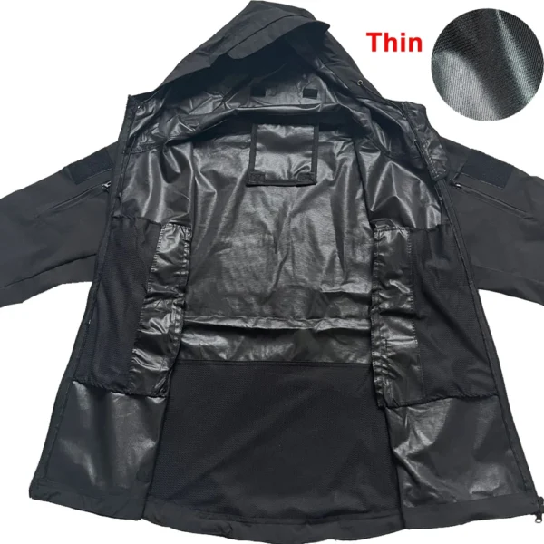 Chaquetas Hombres Táctica a prueba de viento Militar de piel de tiburón Soft Shell chaqueta impermeable hombres Ejército Chaquetas de combate para hombre con capucha Bomber Abrigos - Imagen 6