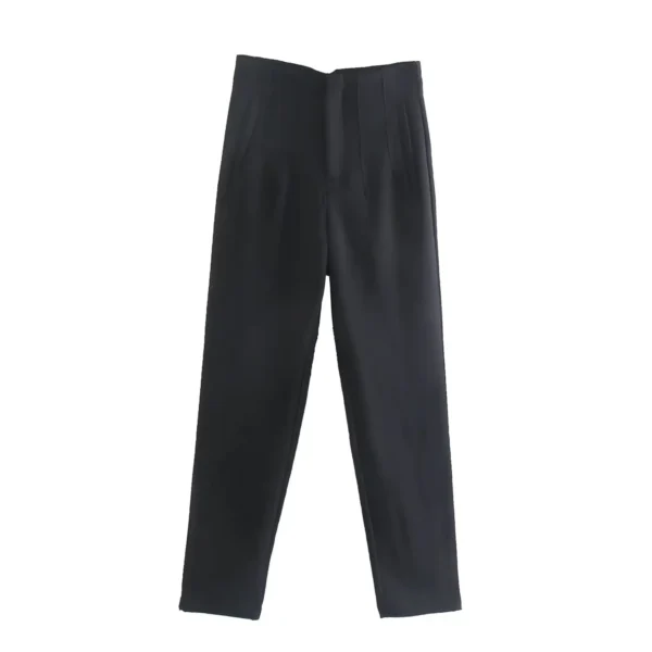Pantalones rectos a la moda para mujer, pantalones con cremallera frontal de cintura alta, pantalones Vintage de longitud completa para mujer elegante - Imagen 29