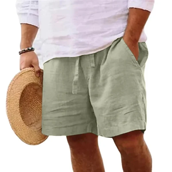 Pantalones cortos de lino para hombre, Shorts ligeros de algodón para gimnasio, playa, Fitness, deporte, transpirables, Verano - Imagen 4