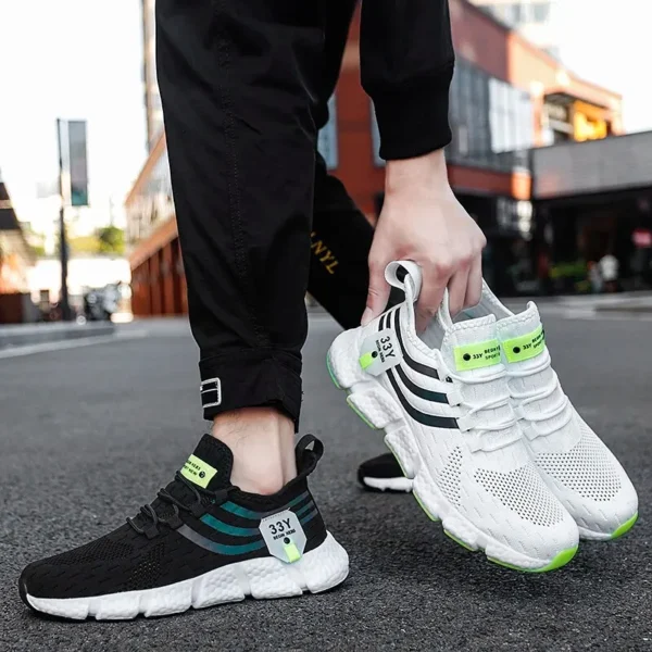 Zapatos deportivos informales para hombre, zapatillas ligeras transpirables, zapatillas de correr negras de malla para exteriores, zapatillas deportivas para correr Tenis para caminar - Imagen 4