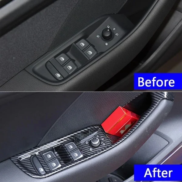 Consola central tablero pegatinas tiras fibra de carbono decoración de puerta de coche cubierta embellecedora accesorios de Interior de coche Para Audi A3 8V S3 - Imagen 4