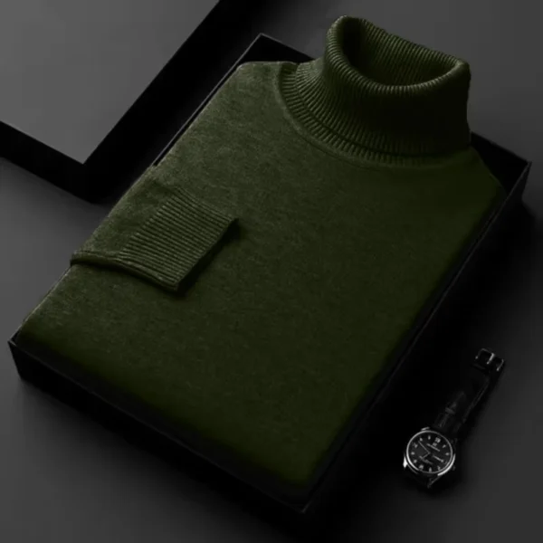 Suéter de cuello alto de punto de alta calidad para hombre, ropa de chándal antipelusas, jersey de manga larga ajustado, ropa de tendencia de Color sólido - Imagen 13