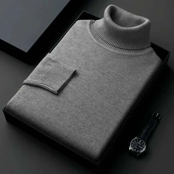 Suéter de cuello alto de punto de alta calidad para hombre, ropa de chándal antipelusas, jersey de manga larga ajustado, ropa de tendencia de Color sólido - Imagen 11