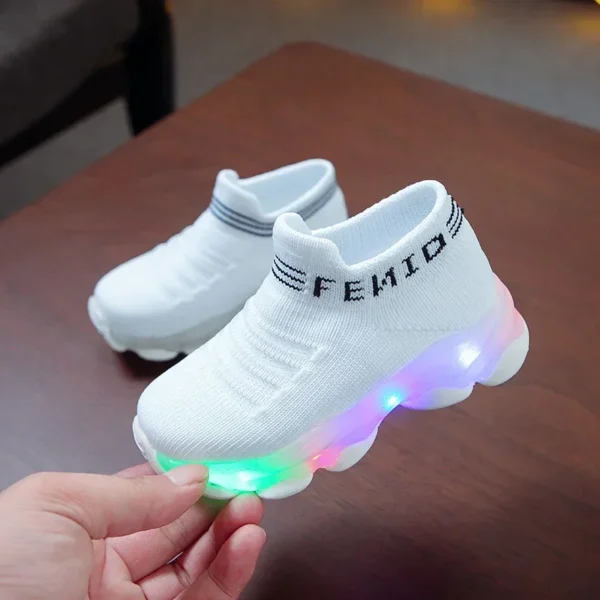 Zapatillas de deporte para niños, niñas y niños, calcetines luminosos Led de malla con letras, zapatillas deportivas para correr, zapatos infantiles con luz - Imagen 7