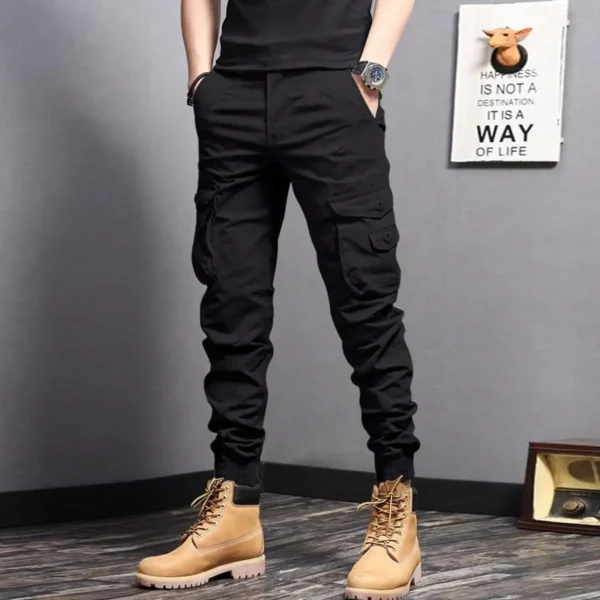 Pantalones cónicos de ropa de trabajo con bolsillos laterales informales, pantalones cargo para hombre para primavera y otoño al aire libre - Imagen 11