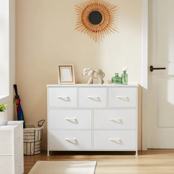 Desser para dormitorio con 7 cajones de tela, organizador, armario de almacenamiento, pecho, ropa para sala de estar, vitrina de muebles - Imagen 10