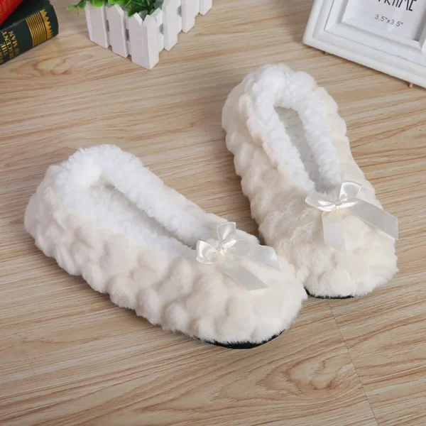 Zapatilla de casa para mujer, piel de invierno, felpa cálida, agarre antideslizante, interior, esponjoso, perezoso, orejas de ratón, zapatos peludos, lindo y divertido - Imagen 12