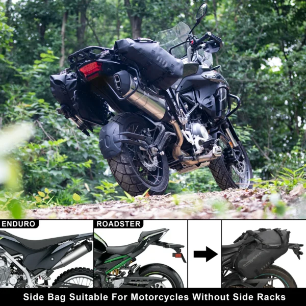 Bolsa de motocicleta Rhinowalk 100% impermeable 18L/28L/48L de gran capacidad 2 uds bolsa de alforja de motocicleta de ajuste Universal bolsas laterales de sillín - Imagen 3