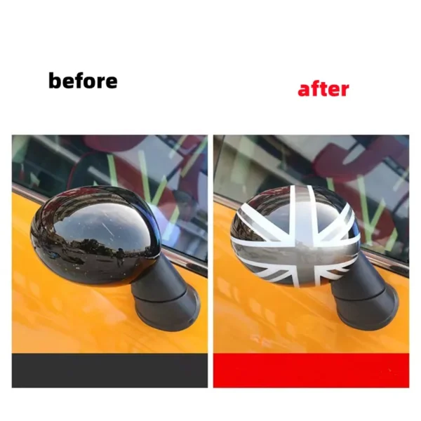 Cubiertas de espejo retrovisor exterior 2 unids/set la bandera negra carcasa del coche  para BMW MINI Cooper One S JCW F54 F55 F56 F57 F60 2015-2019 - Imagen 4