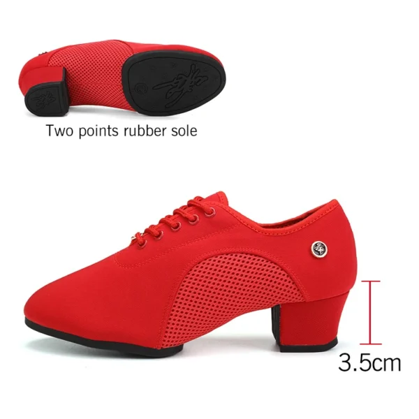Zapatos de baile de salón latino para mujer con cordones práctica punta cerrada zapatos de baile modernos para enseñanza de baile de Salsa - Imagen 17