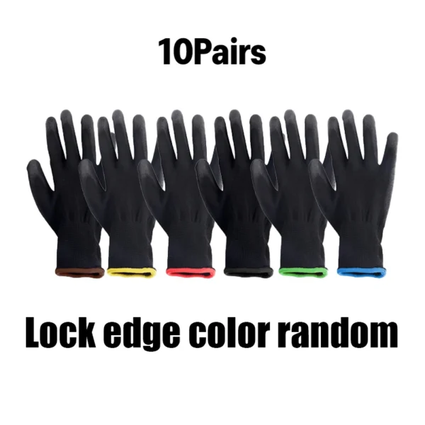 Guantes de trabajo recubiertos de PU negros, transpirables, antideslizantes, para maquinaria de fábrica, jardinería, carpintería, trabajo al aire libre, suministros de reparación de automóviles - Imagen 8