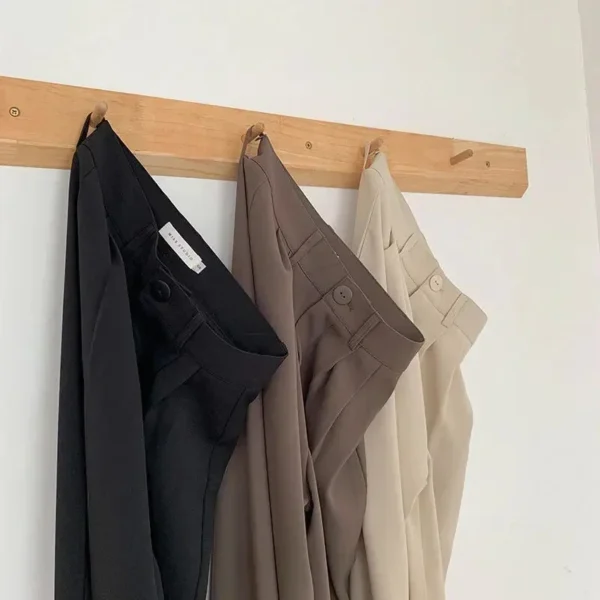 Pantalones de traje para mujer, pantalones rectos de cintura alta para otoño, pantalones de moda coreana para mujer, pantalones informales holgados con botones para mujer, pantalones negros nuevos - Imagen 2