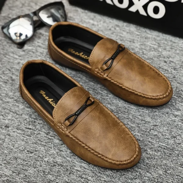 Mocasines para hombre, zapatos planos casuales cómodos, mocasines transpirables para hombre, zapatos de conducción de cuero suave sin cordones 2023 - Imagen 6