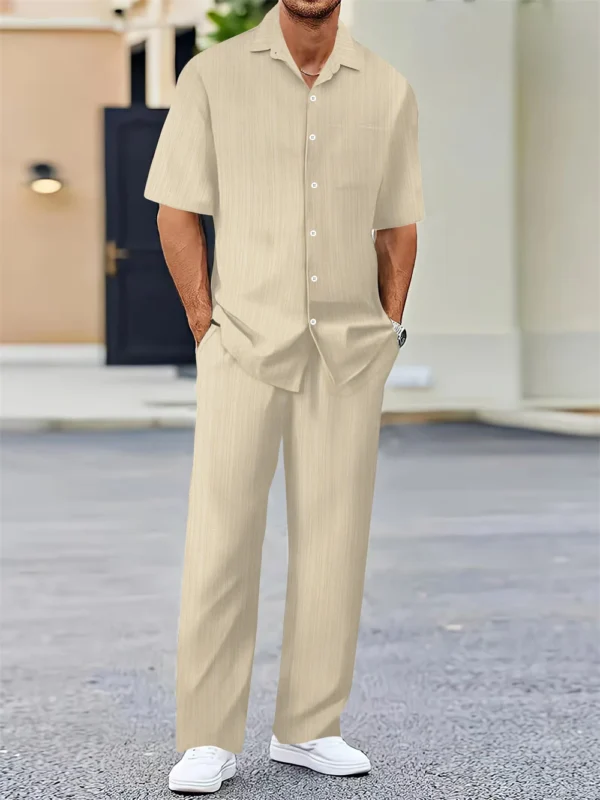 Camisa clásica a la moda para hombre, camisas informales de negocios para hombre, un conjunto de ropa (Camisa + pantalones) novedad de verano 2024 - Imagen 6
