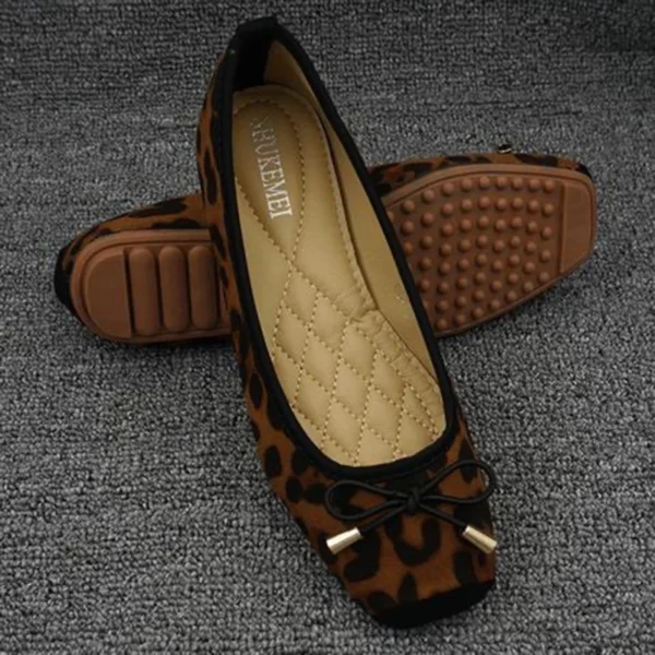 Zapatos de primavera y verano para mujer, bailarinas planas con lazo, zapatos de marca para mujer, talla grande 42, leopardo DX295 - Imagen 4