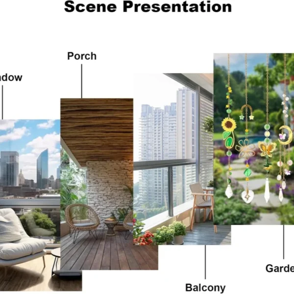 Atrapasueños para ventanas, cristales colgantes, prismas, atrapasoles, adorno de girasol y mariposa, regalo de decoración para jardín y Patio interior y exterior - Imagen 5