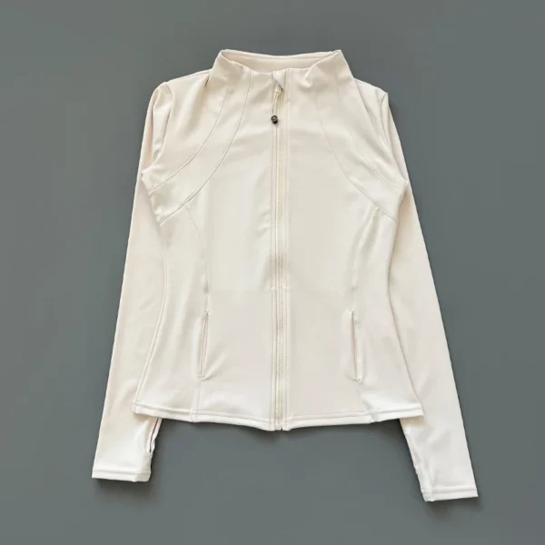 Chaqueta deportiva con cuello levantado de secado rápido para mujer, ropa de Yoga ajustada con cremallera, Top transpirable de manga larga para correr deportes y ciclismo - Imagen 4