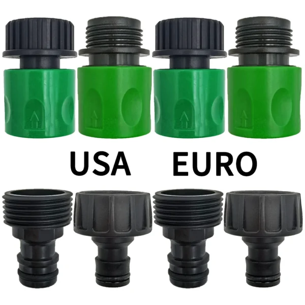 Tetina de conector rápido EURO USA, adaptador de tubo de manguera roscada macho de 3/4 pulgadas para sistema de riego por goteo de tubería de jardín