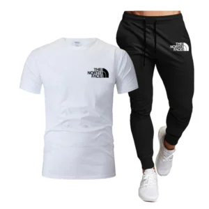 Pantalones de chándal largos ropa de calle conjuntos de 2 piezas ropa de hombre Verano 2025 hombres Tops 100% moda algodón manga corta