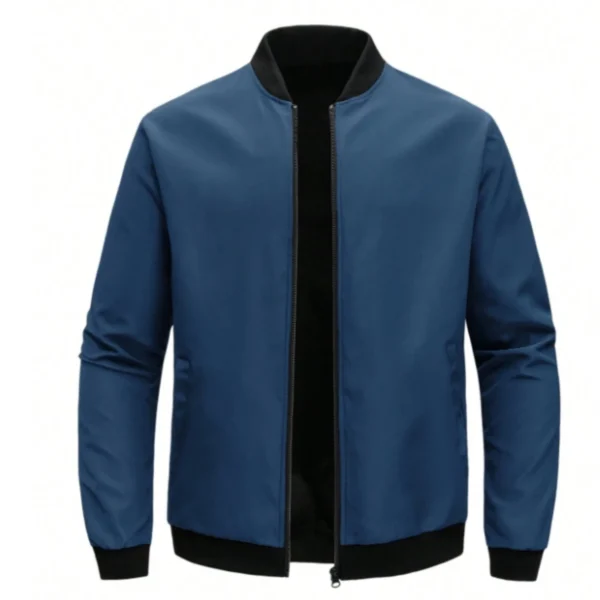 Chaqueta corta holgada de Color sólido con cuello de béisbol para hombres de negocios Casual abrigo fino tendencia - Imagen 11