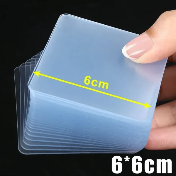 Cinta adhesiva de doble cara fuerte reutilizable, pegatinas adhesivas de pared cuadradas transparentes de PVC para ganchos, cintas adhesivas impermeables sin rastro para el hogar - Imagen 6