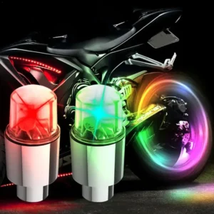 Luces LED de Flash para rueda de coche, tapas de válvula de boquilla de neumático, luminosa Lámpara decorativa de advertencia, accesorios para rueda de motocicleta y bicicleta, 2 piezas