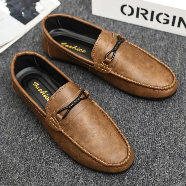 Mocasines para hombre, zapatos planos casuales cómodos, mocasines transpirables para hombre, zapatos de conducción de cuero suave sin cordones 2023 - Imagen 4